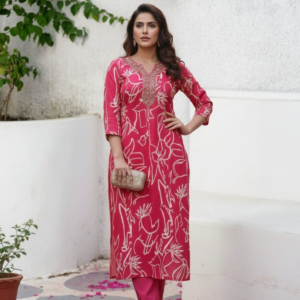 rose blush straight two piece kurti.